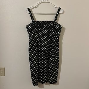 Tahari Black/White Polka Dot Stretch Mini Sun Dress. Shoulder Straps..SIZE:6P